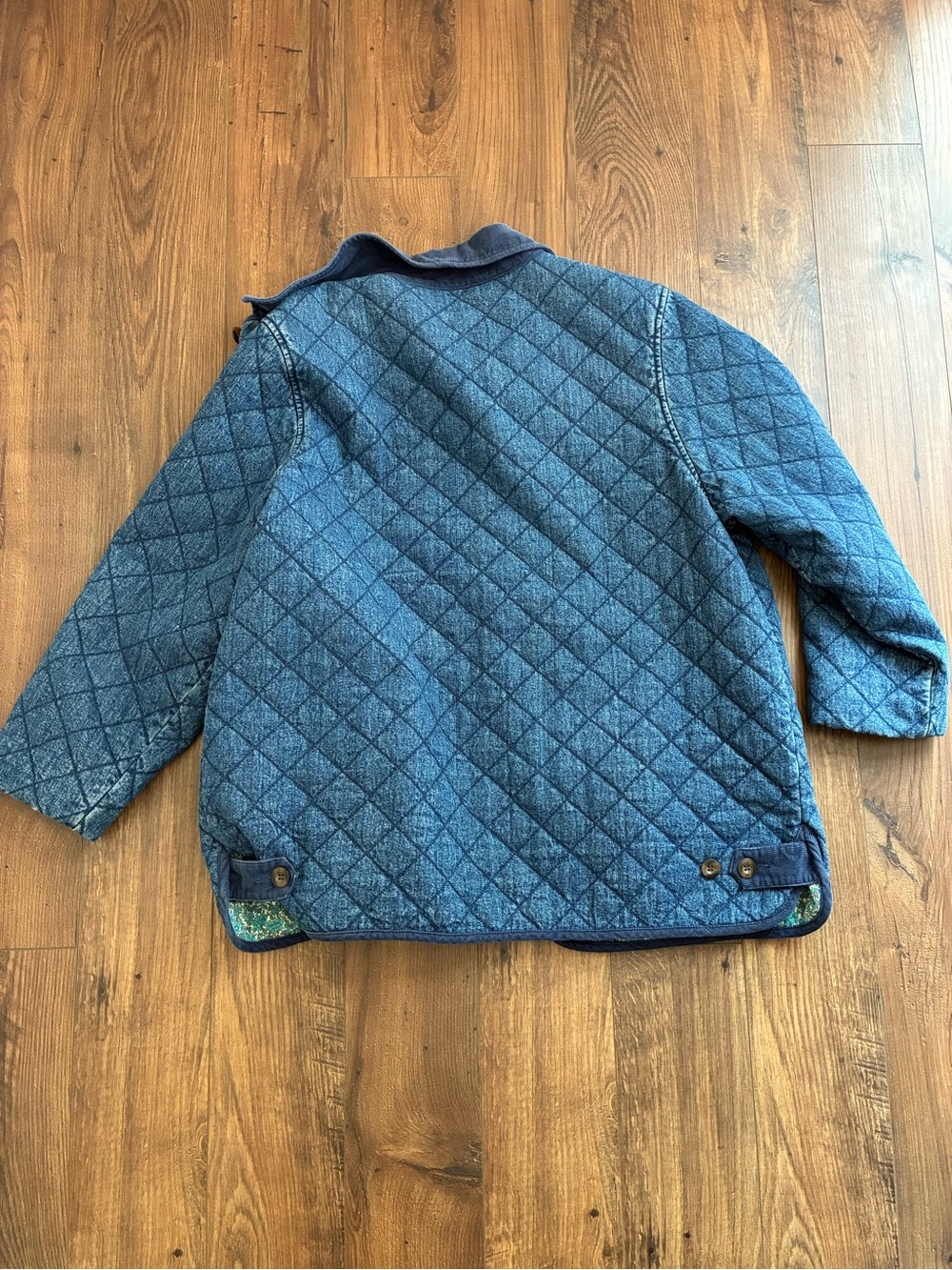 VINTAGE Quilted Denim Blue Women’s Chore Jacket with Corduroy Collar and Details - Picture 2 of 4
